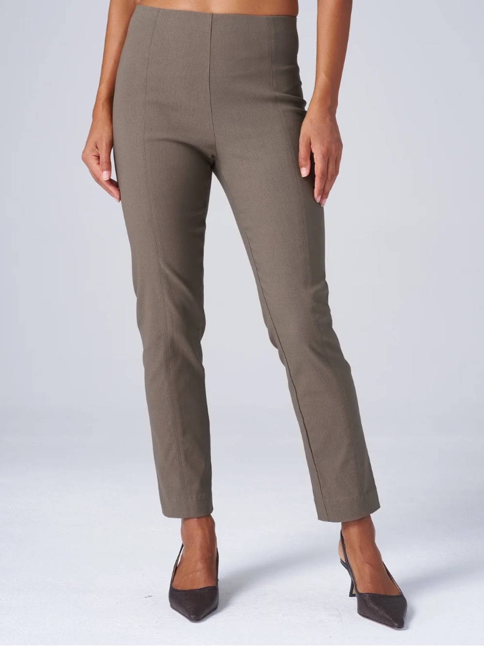Franne Golde Slim Magic Cuffed Crop Ankle Pants - Khaki